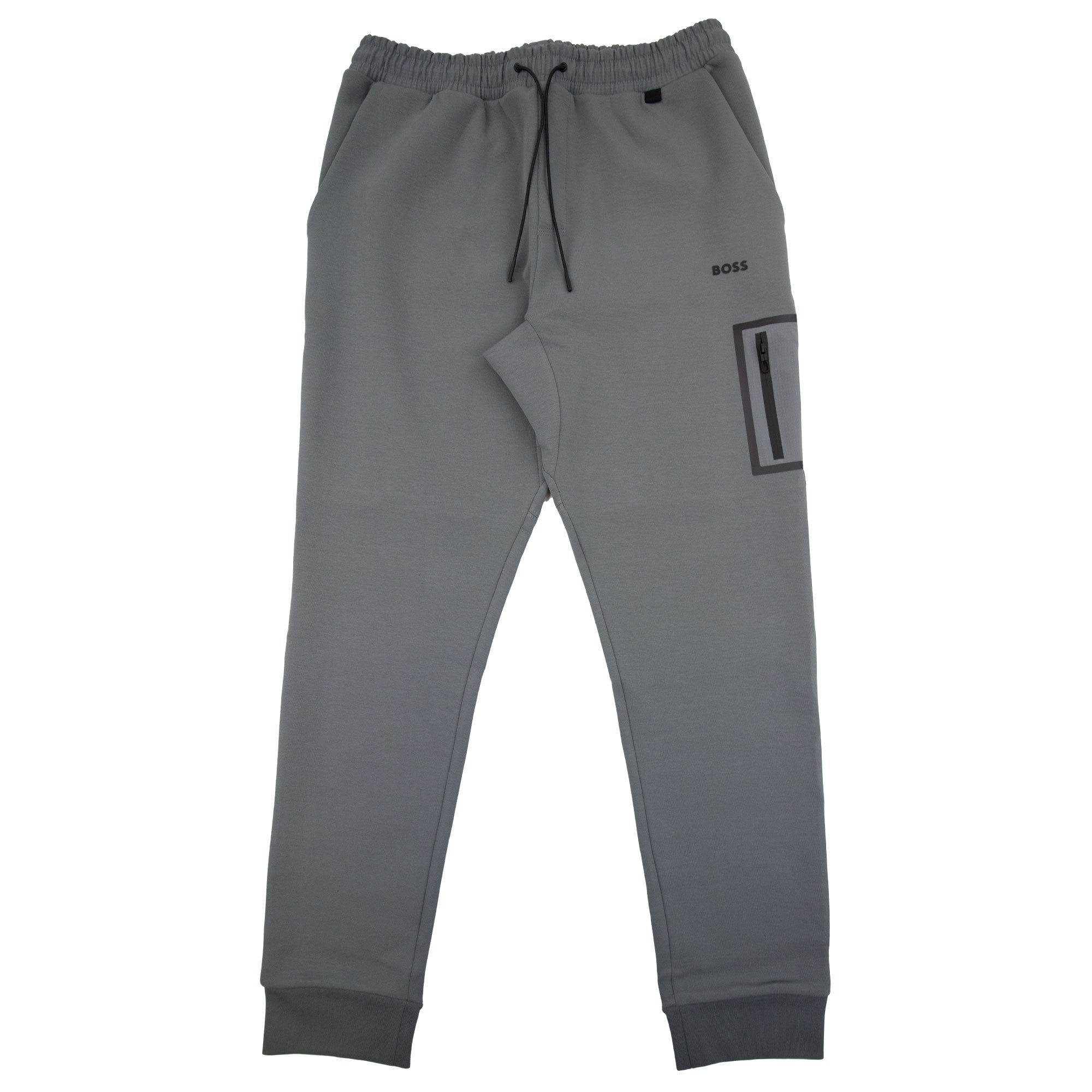 Hugo Boss Hariq Cotton-blend Tracksuit Bottoms With Decorative Reflective Logo Dark Grey