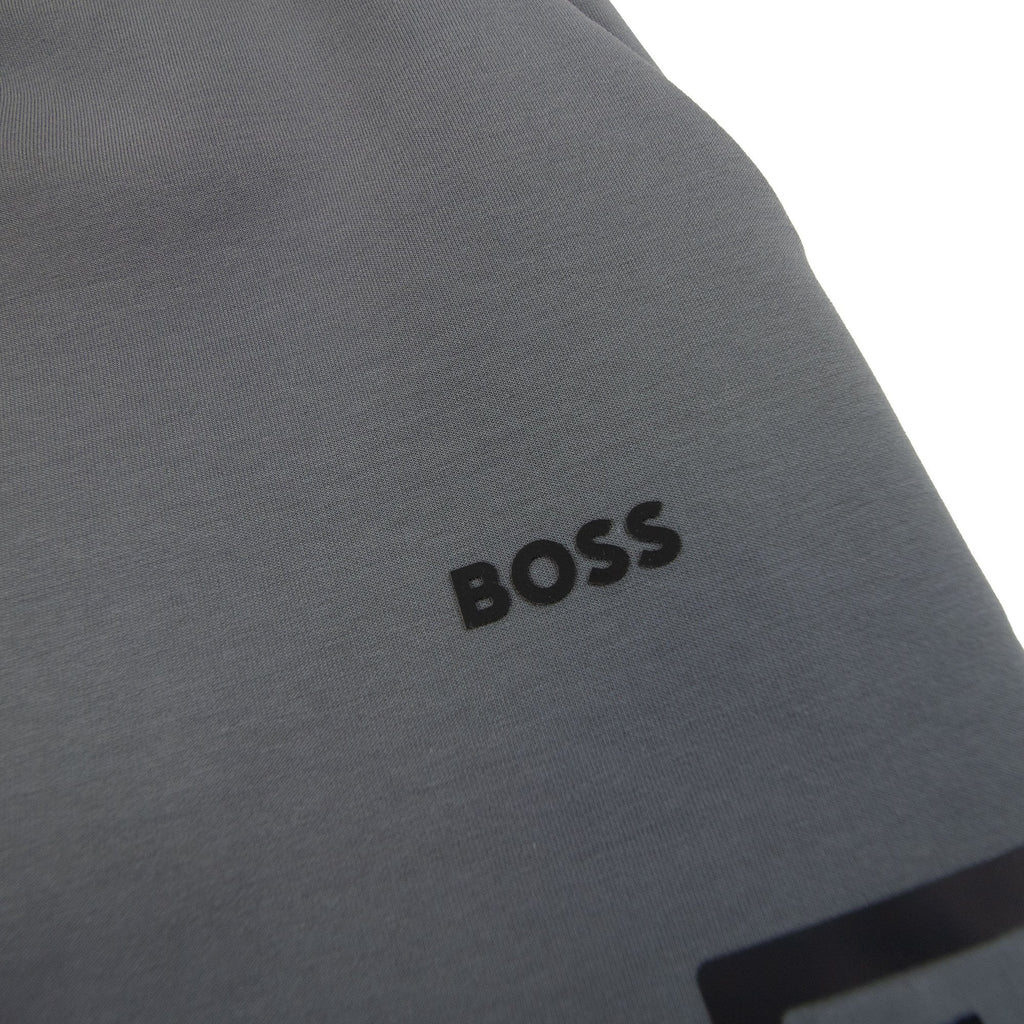 Hugo Boss Hariq Cotton-blend Tracksuit Bottoms With Decorative Reflective Logo Dark Grey