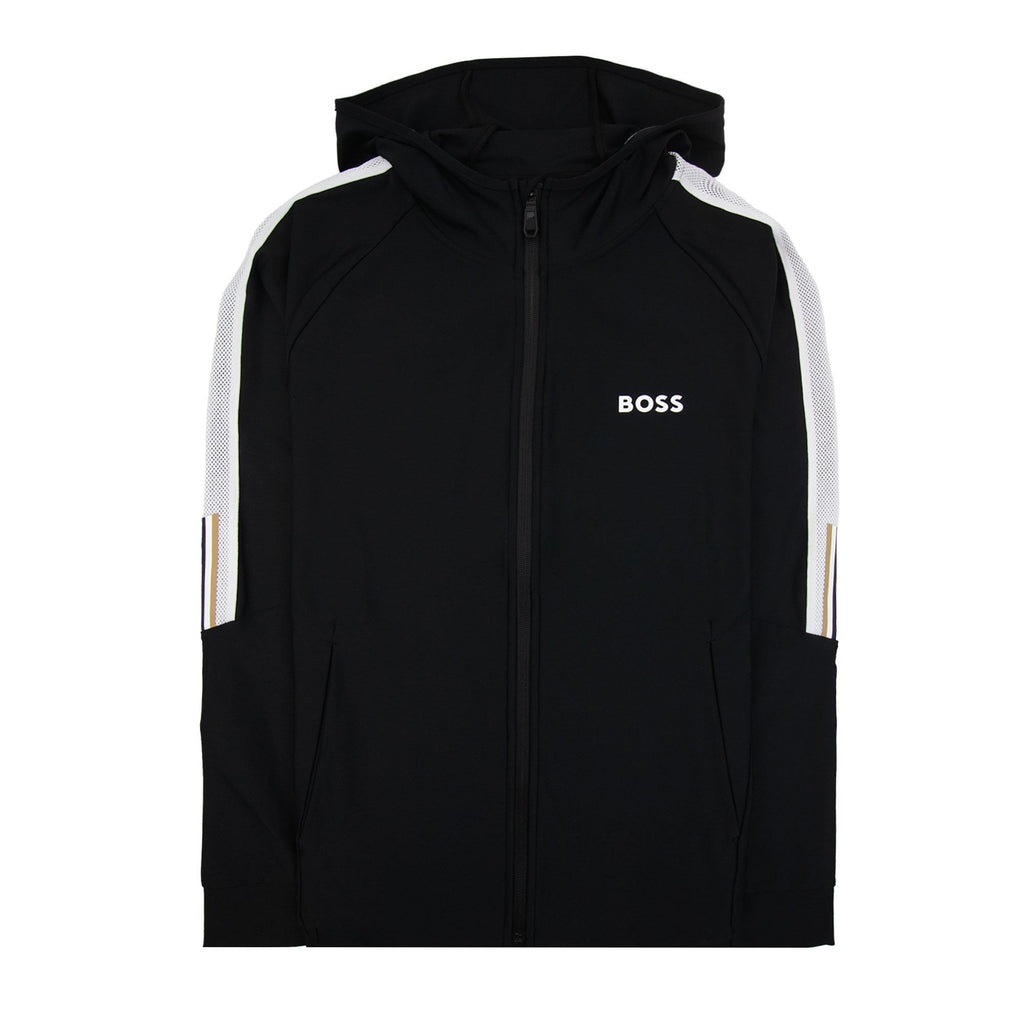 Hugo Boss Boss X Matteo Berrettini Regular-fit Zip-up Hoodie With Signature-stripe Artwork Black 001