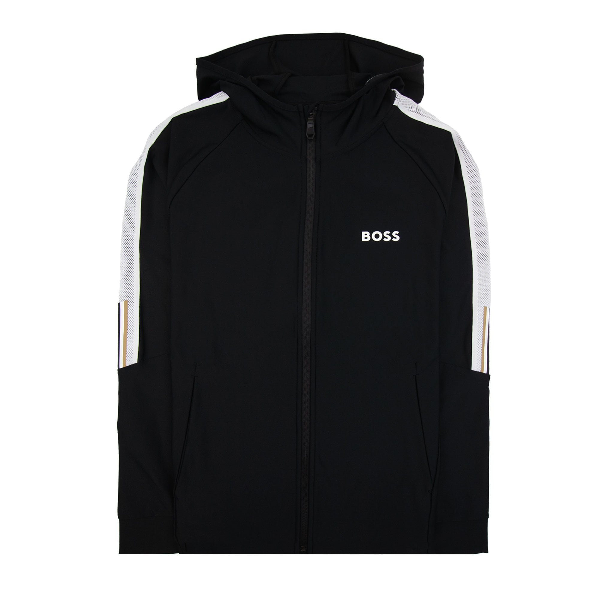 Hugo Boss Boss X Matteo Berrettini Regular-fit Zip-up Hoodie With Signature-stripe Artwork Black 001