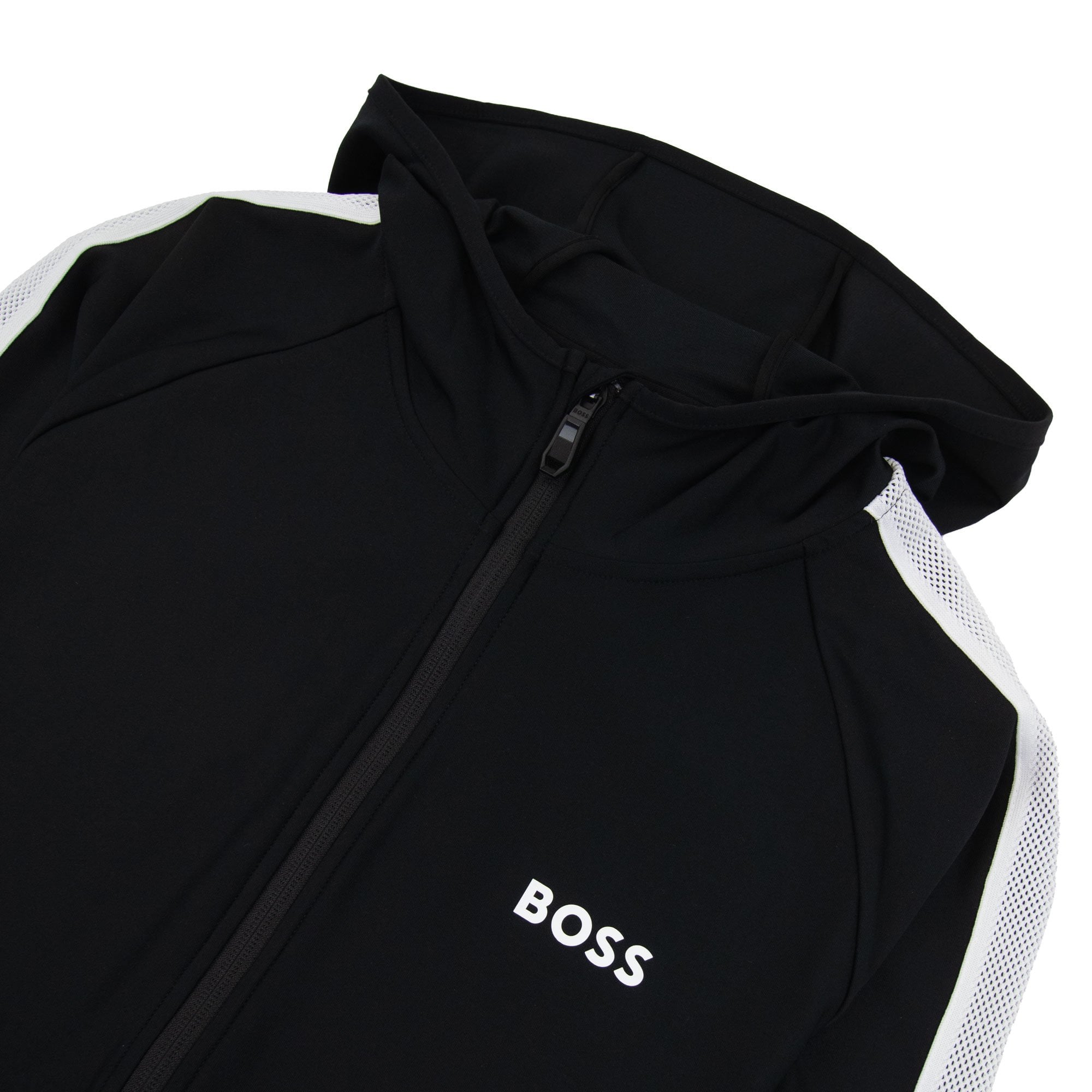Hugo Boss Boss X Matteo Berrettini Regular-fit Zip-up Hoodie With Signature-stripe Artwork Black 001