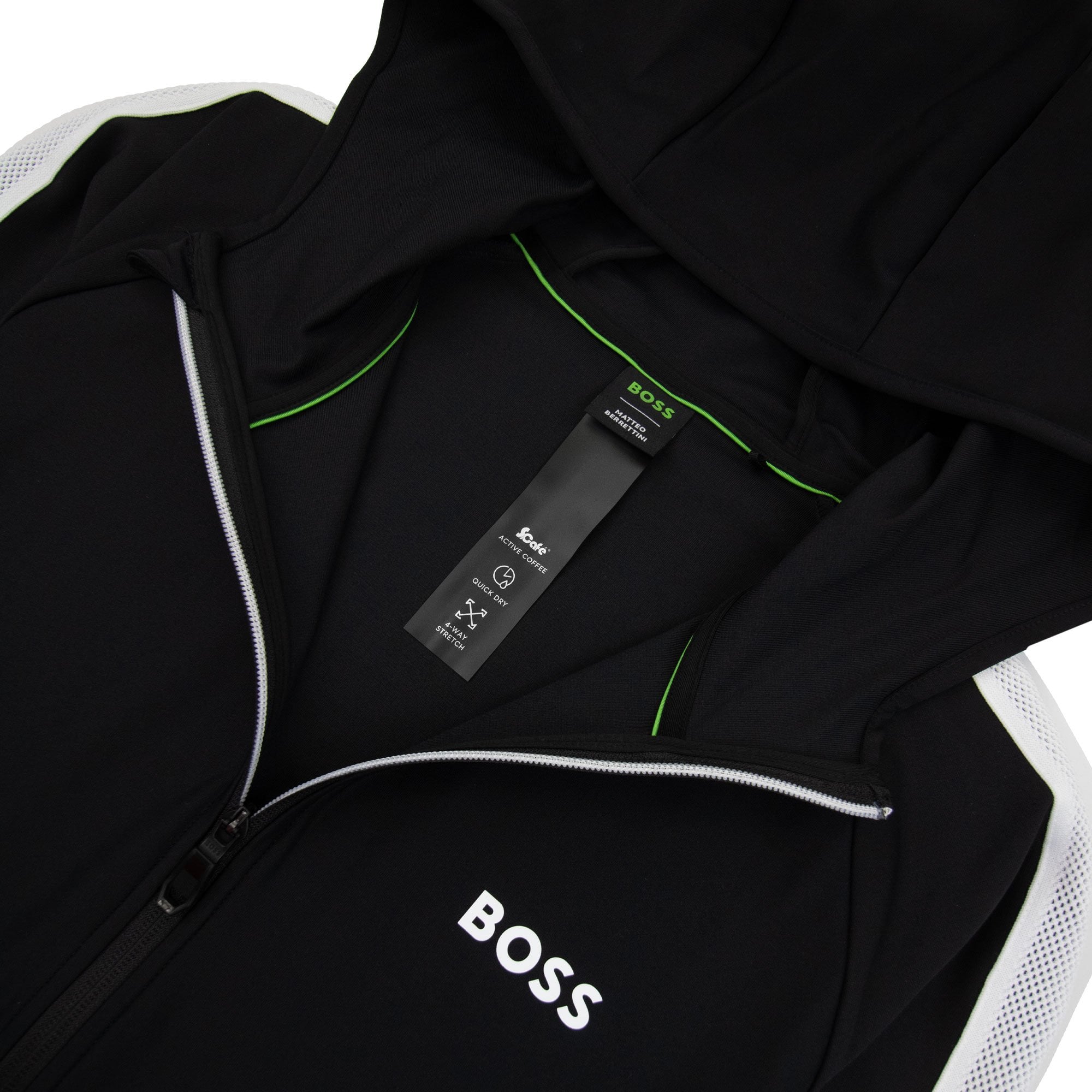Hugo Boss Boss X Matteo Berrettini Regular-fit Zip-up Hoodie With Signature-stripe Artwork Black 001