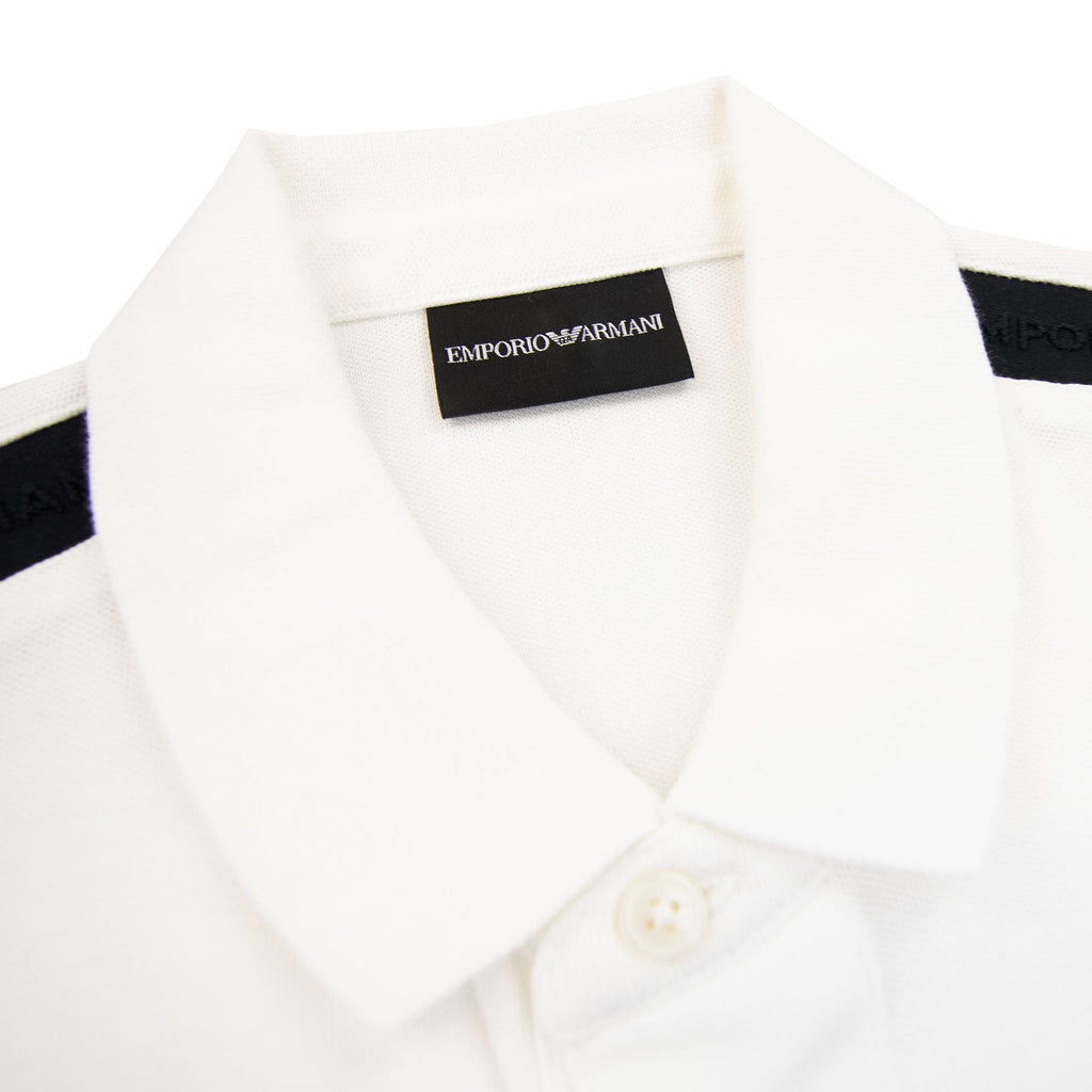 Emporio Armani Jersey Polo Shirt With Embossed Logo Tape White