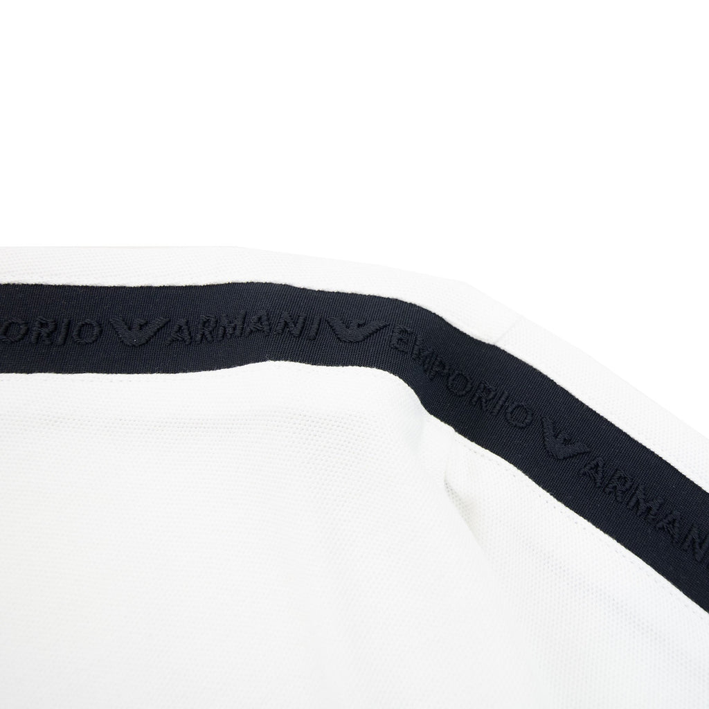 Emporio Armani Jersey Polo Shirt With Embossed Logo Tape White