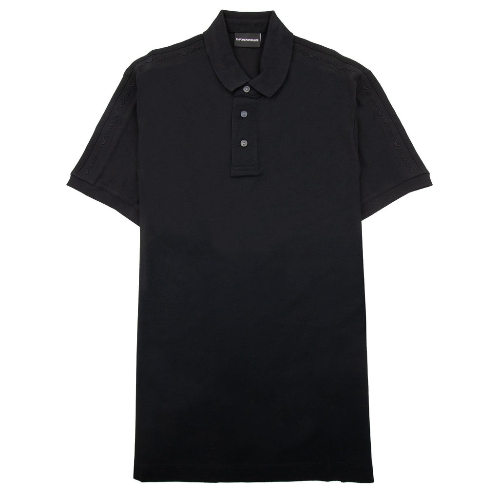 Emporio Armani Jersey Polo Shirt With Embossed Logo Tape Black