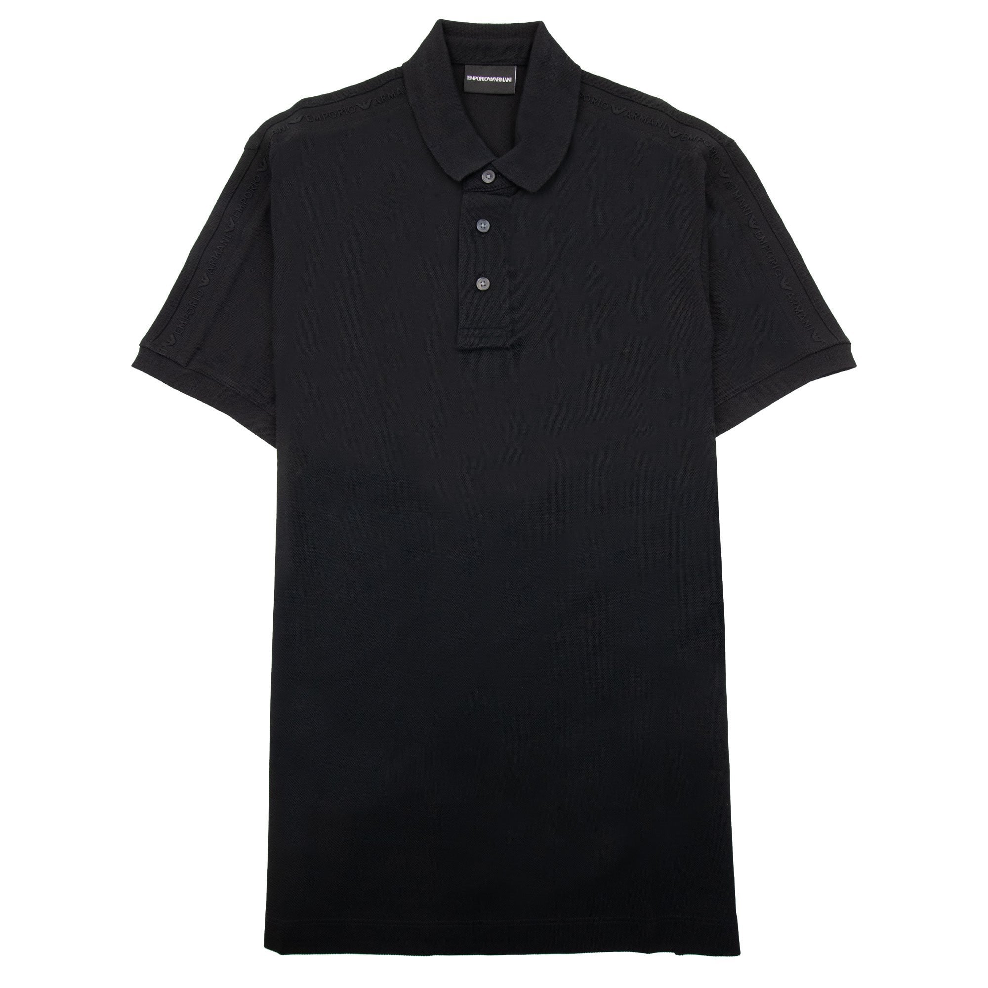 Emporio Armani Jersey Polo Shirt With Embossed Logo Tape Black
