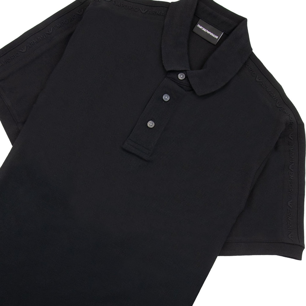 Emporio Armani Jersey Polo Shirt With Embossed Logo Tape Black