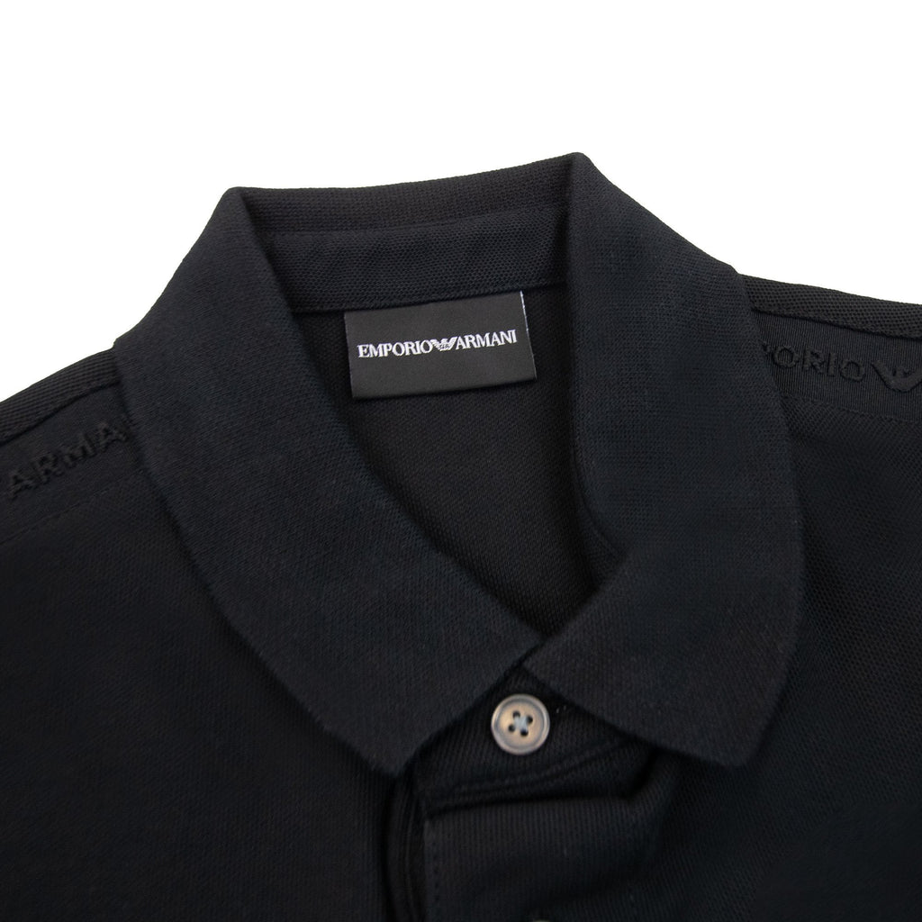 Emporio Armani Jersey Polo Shirt With Embossed Logo Tape Black
