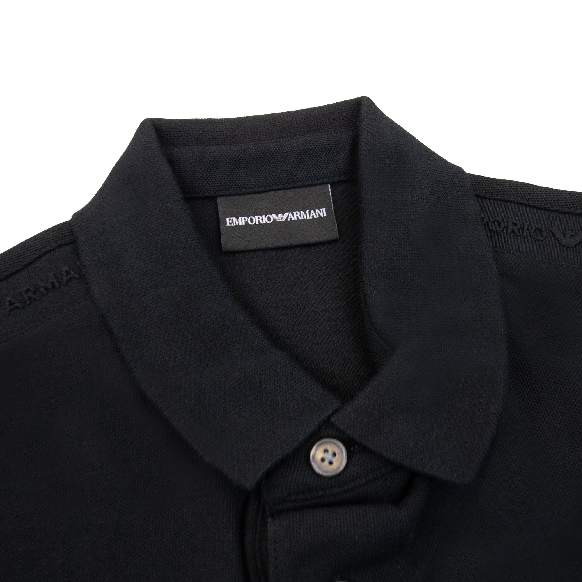 Emporio Armani Jersey Polo Shirt With Embossed Logo Tape Black