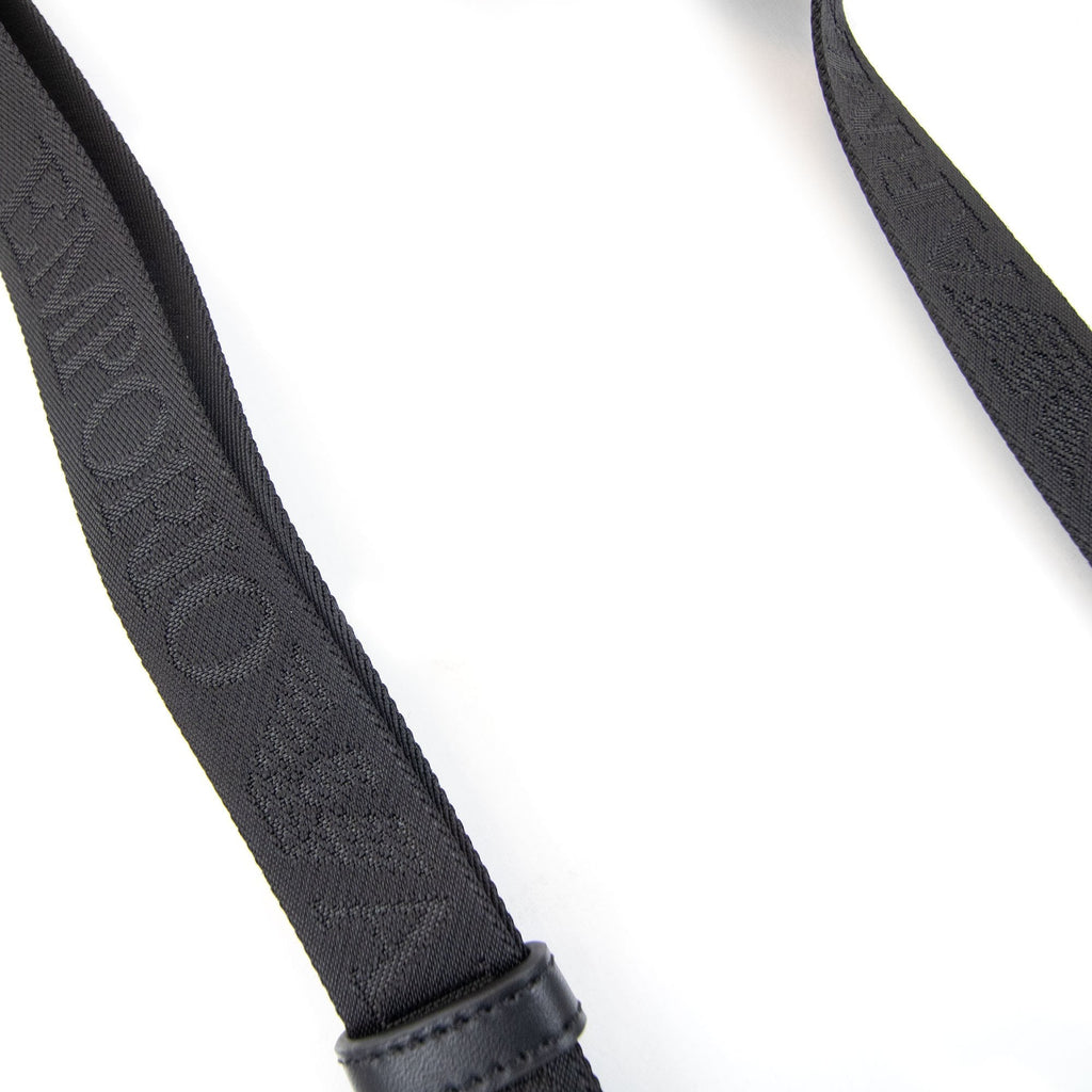 Emporio Armani Flat Shoulder Bag In Nylon With All-over Jacquard Logo Lettering Black/black
