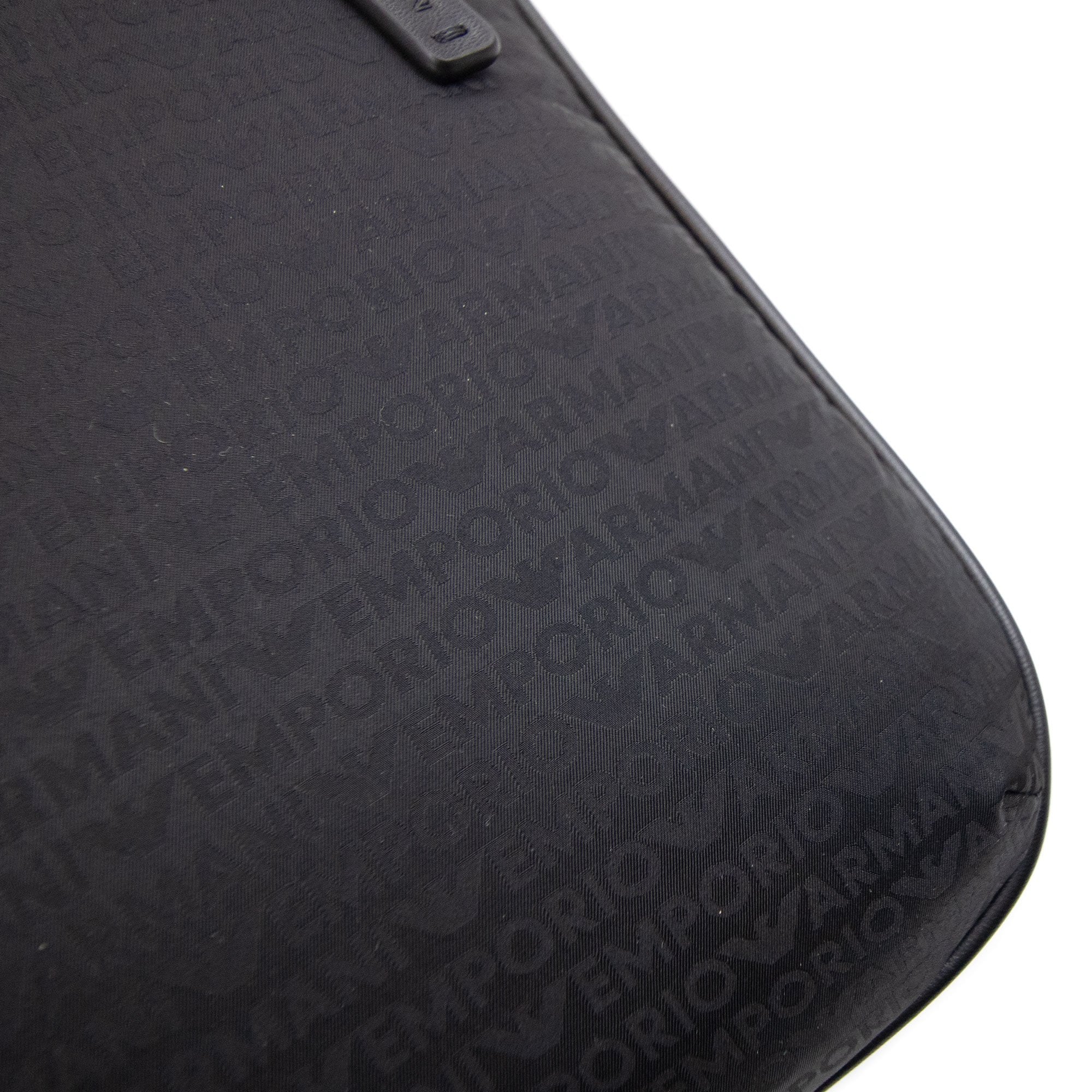 Emporio Armani Flat Shoulder Bag In Nylon With All-over Jacquard Logo Lettering Black/black