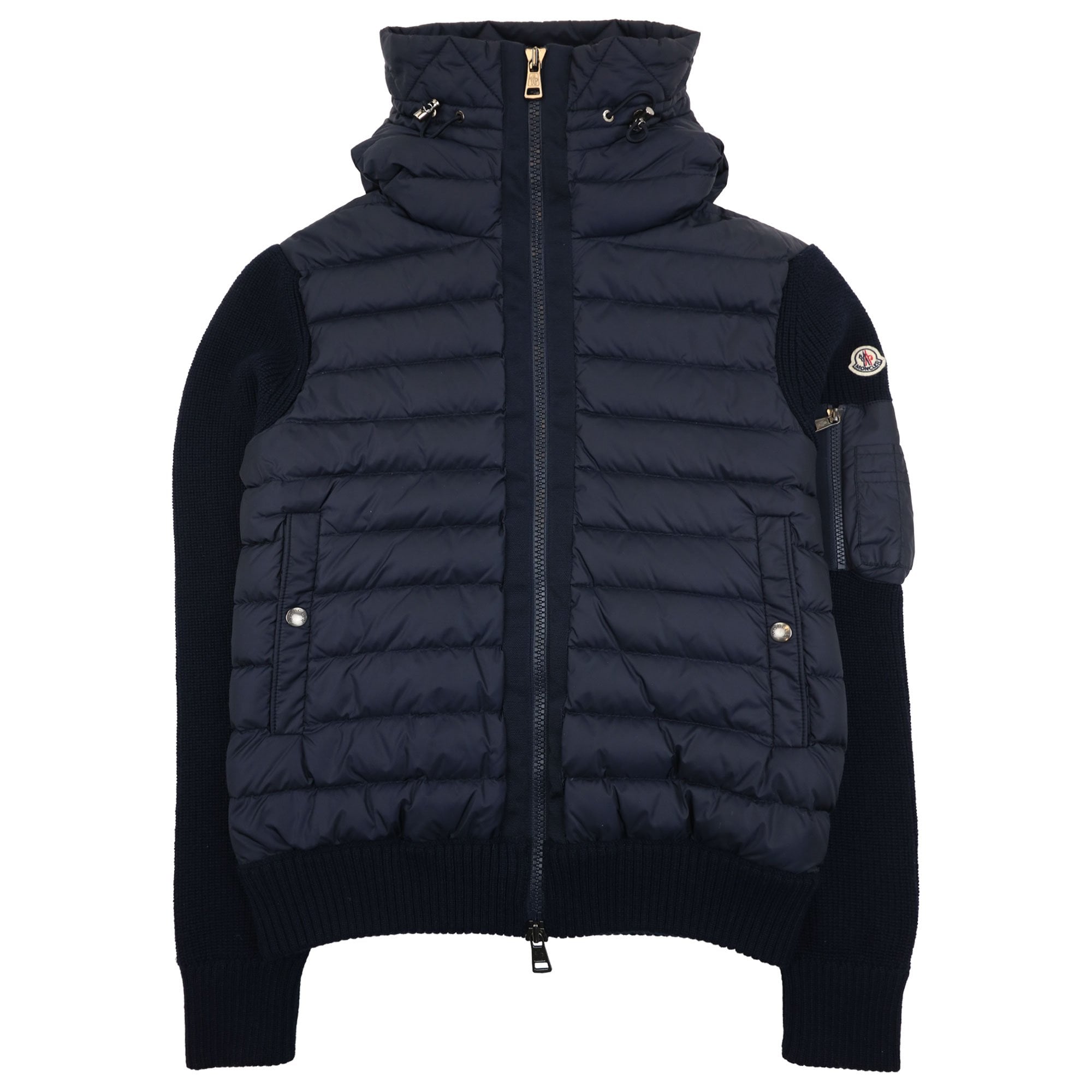 Moncler Hooded Knitted Zip Cardigan Navy