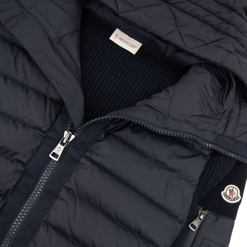 Moncler Hooded Knitted Zip Cardigan Navy