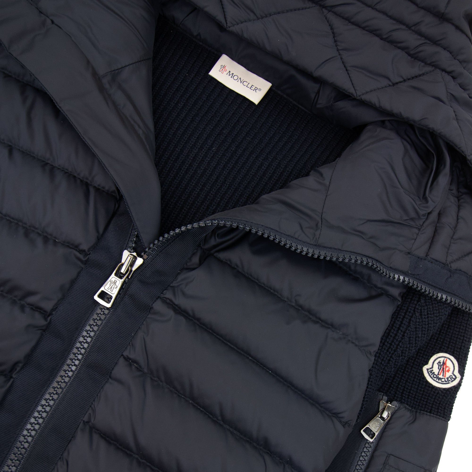 Moncler Hooded Knitted Zip Cardigan Navy