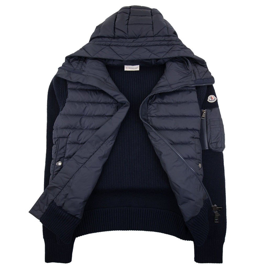 Moncler Hooded Knitted Zip Cardigan Navy
