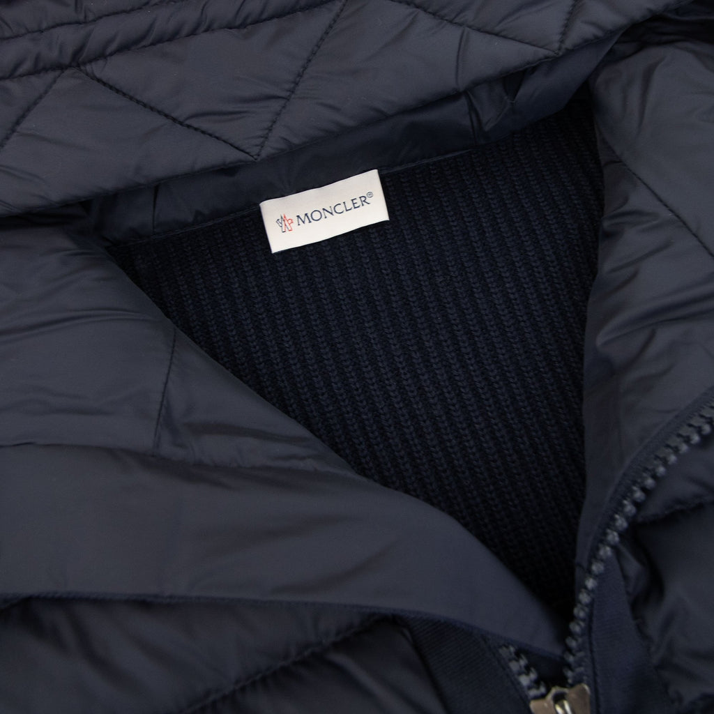 Moncler Hooded Knitted Zip Cardigan Navy