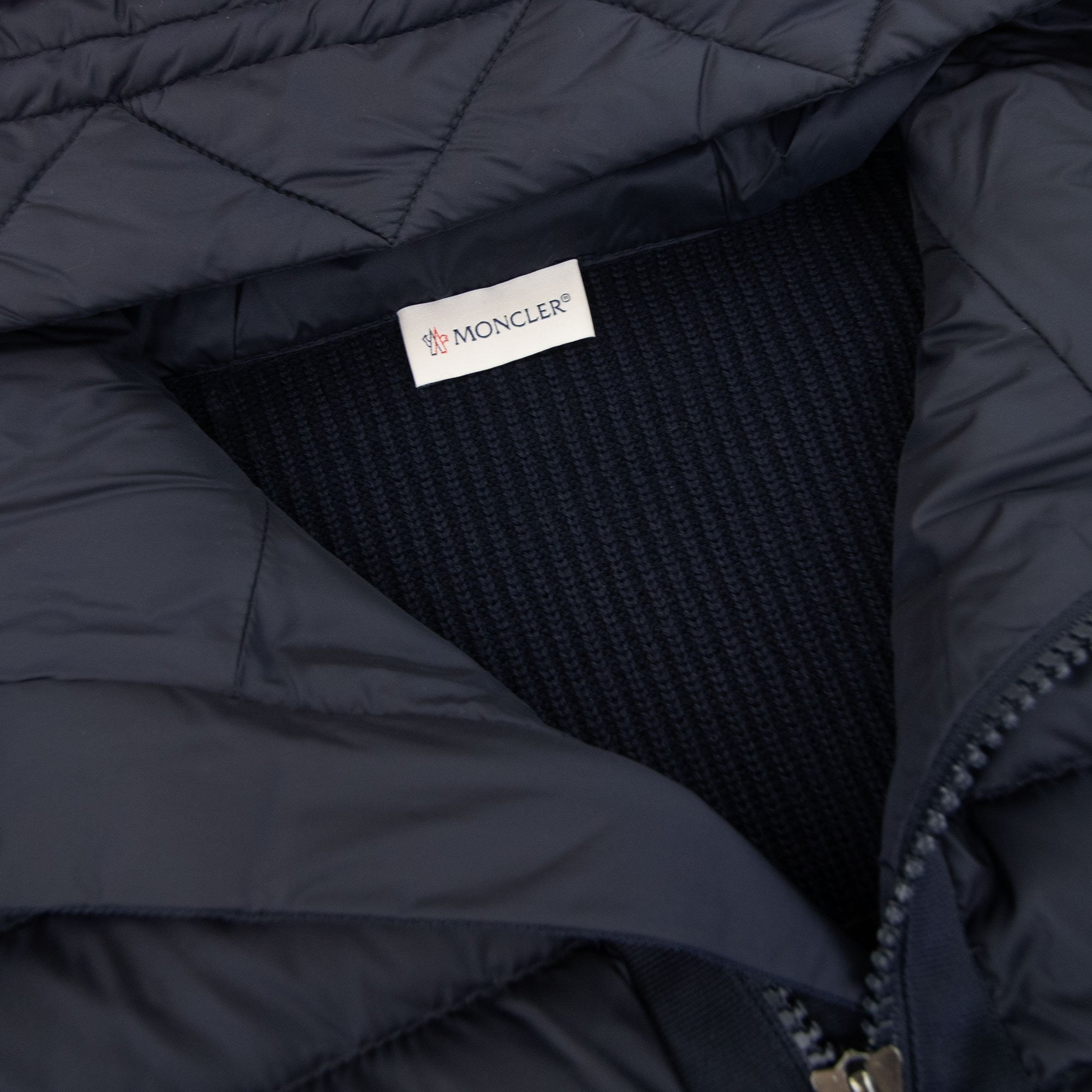 Moncler Hooded Knitted Zip Cardigan Navy