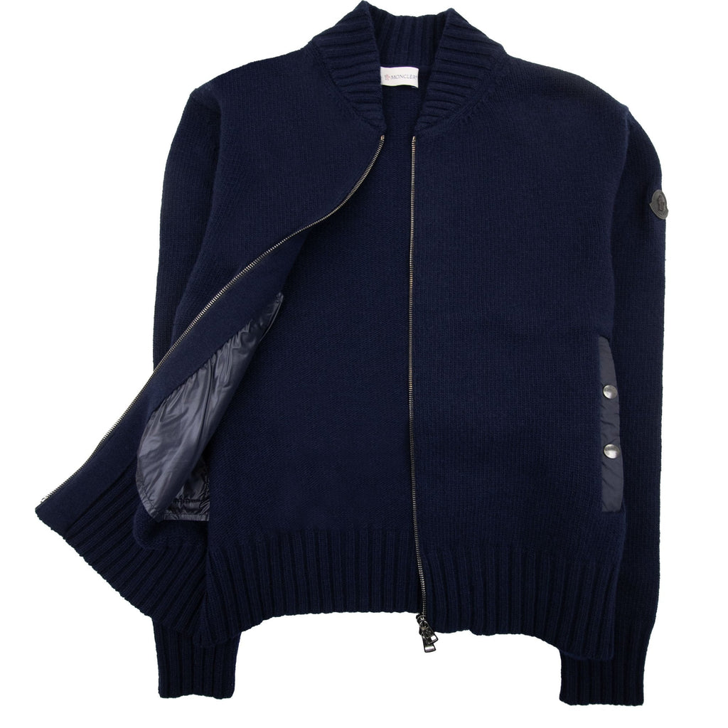 Moncler Cashmere Full Zip Cardigan Navy