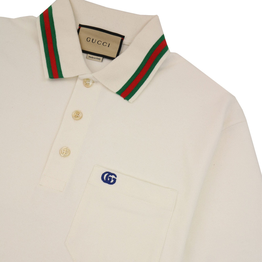 Gucci Cotton Piquet Polo With Double G White