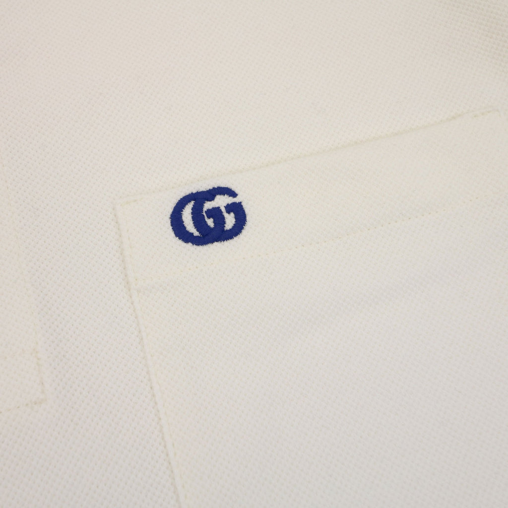 Gucci Cotton Piquet Polo With Double G White