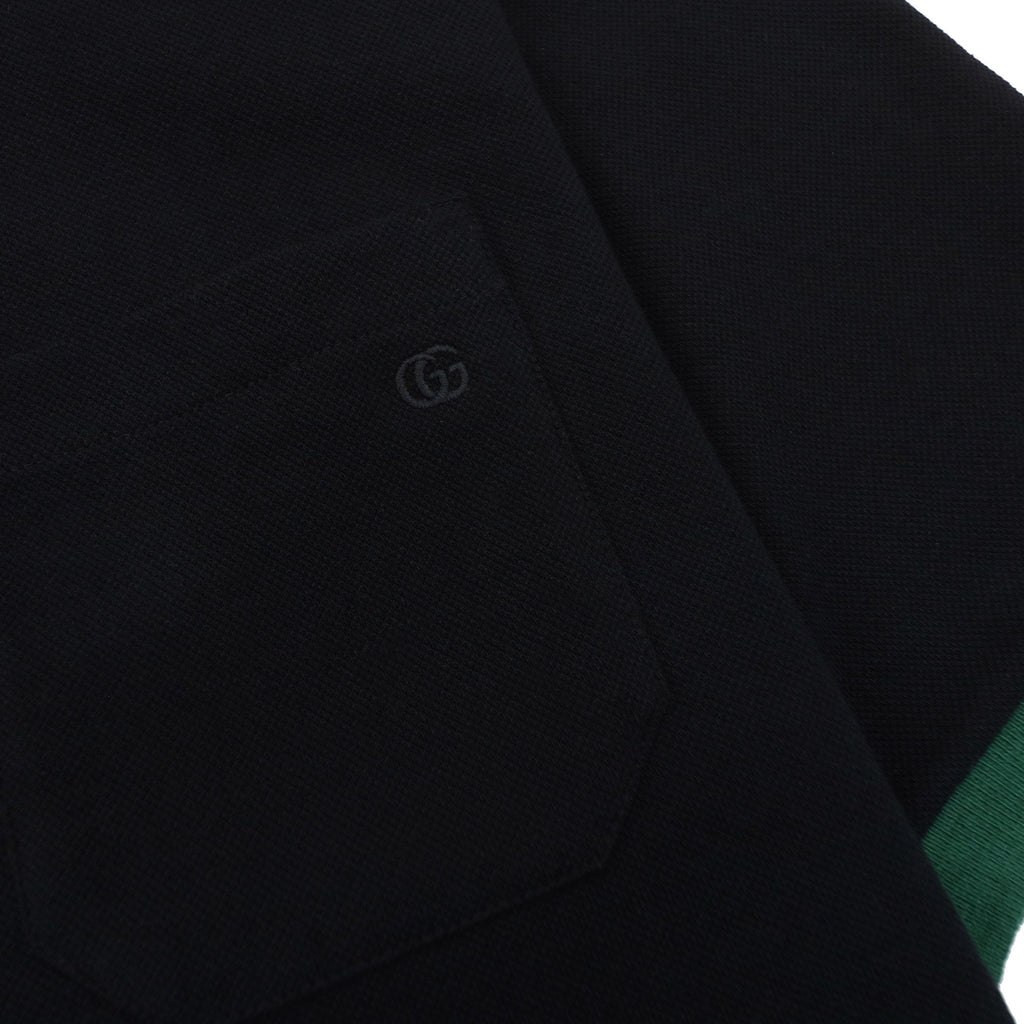 Gucci Web Collar Cotton Piquet Polo Black