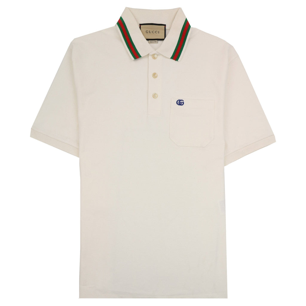 Gucci Cotton Piquet Polo With Double G White