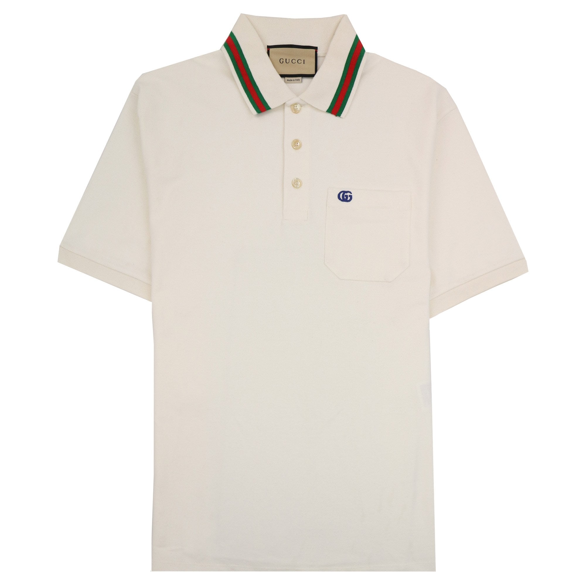 Gucci Cotton Piquet Polo With Double G White