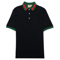 Gucci Web Collar Cotton Piquet Polo Black