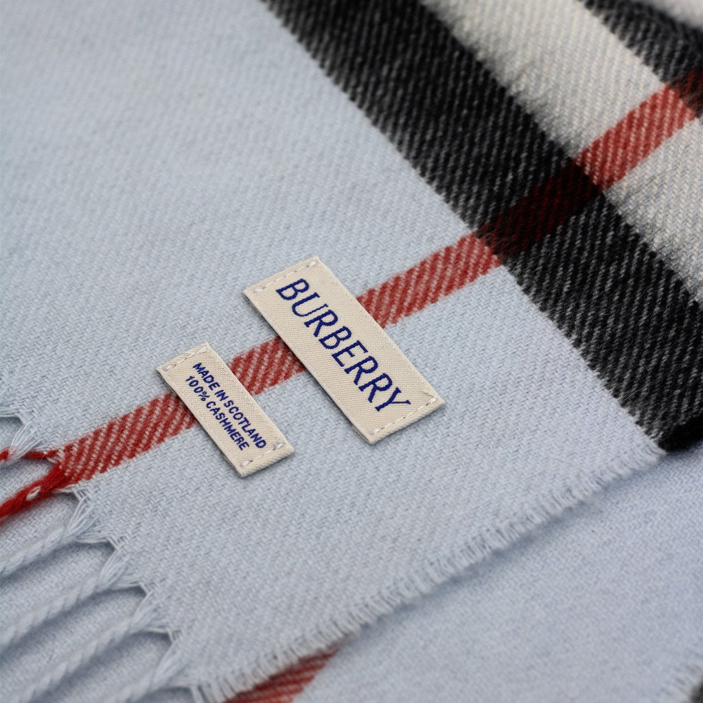 Burberry Giant Check Cashmere Scarf Pale Blue