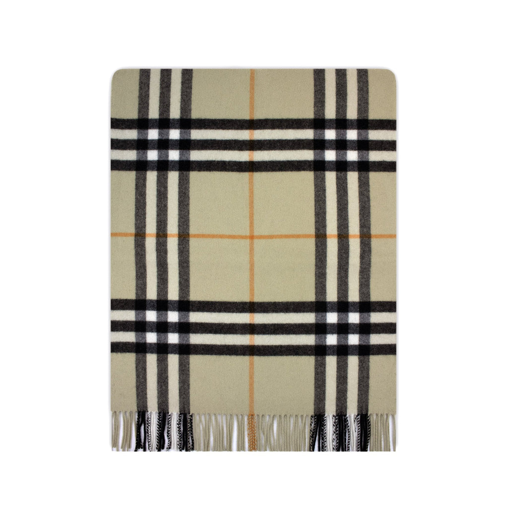 Burberry Wide Check Cashmere Scarf Sage Green
