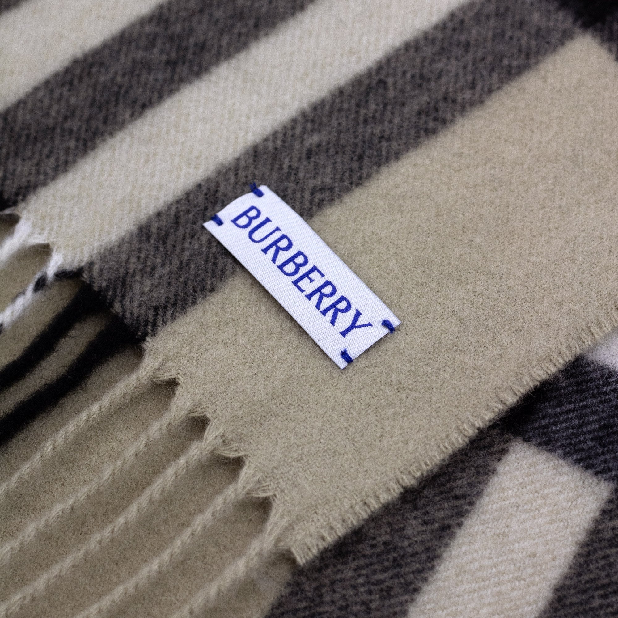 Burberry Wide Check Cashmere Scarf Sage Green