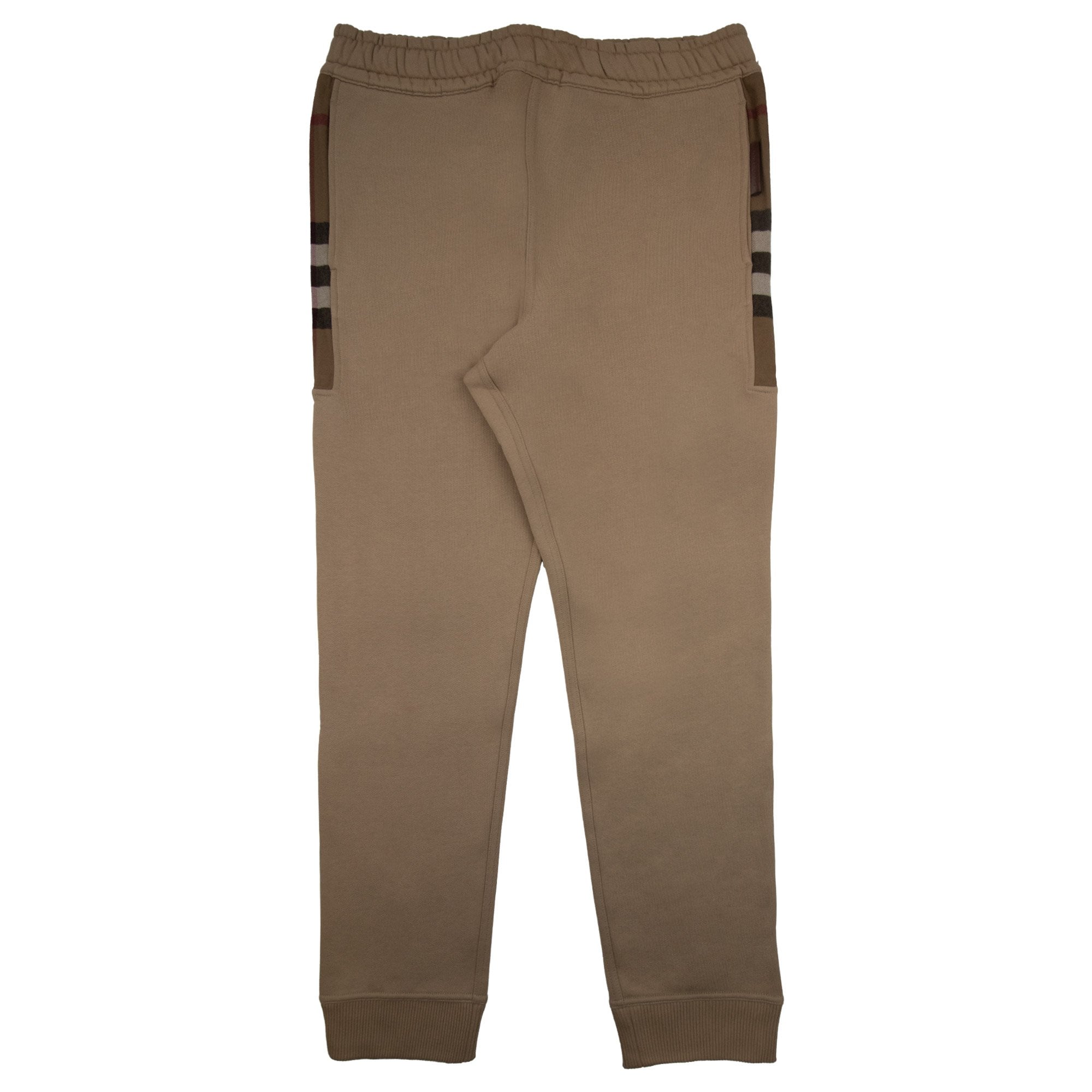 Burberry Check Panel Cotton Jogging Pants Beige