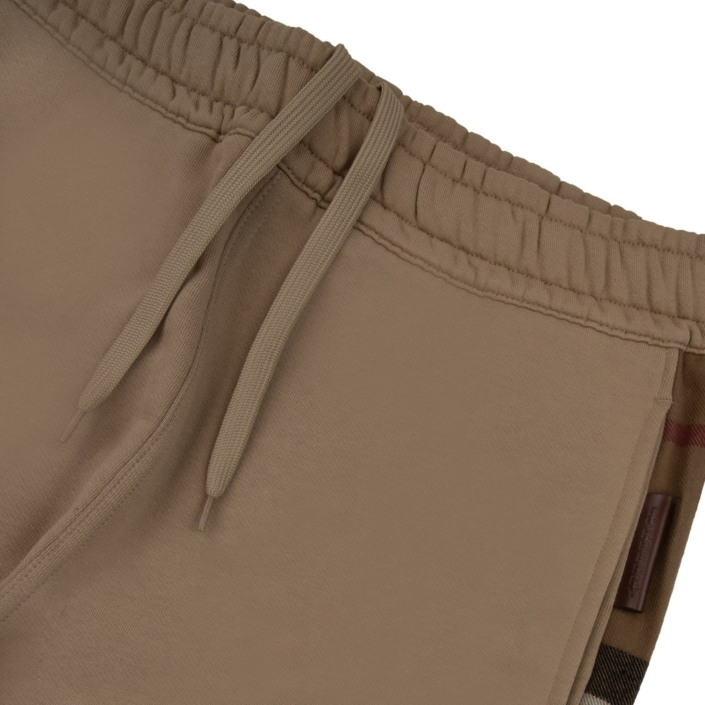 Burberry Check Panel Cotton Jogging Pants Beige