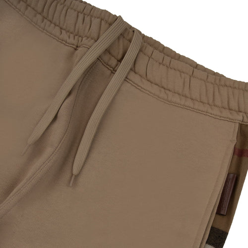 Burberry Check Panel Cotton Jogging Pants Beige