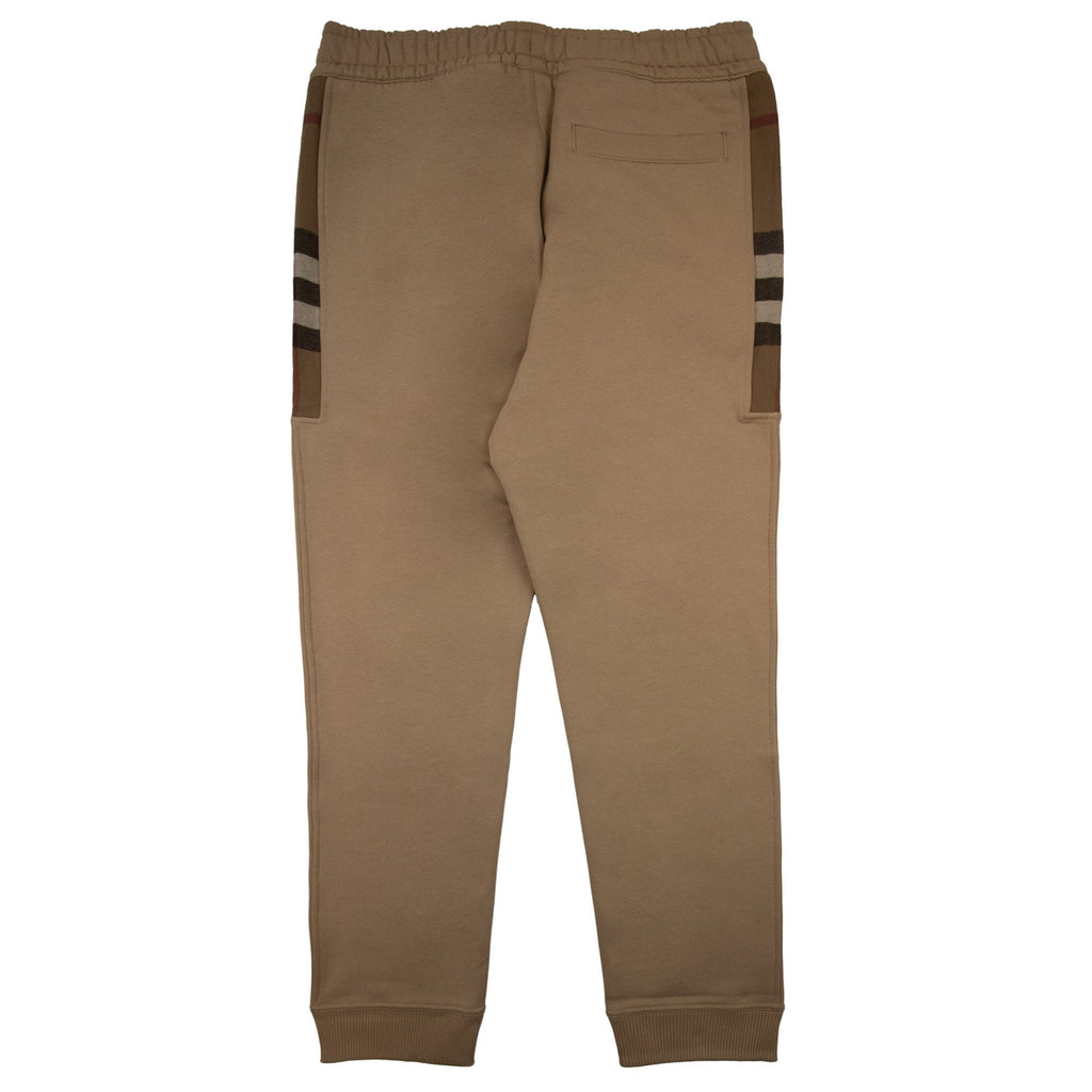 Burberry Check Panel Cotton Jogging Pants Beige