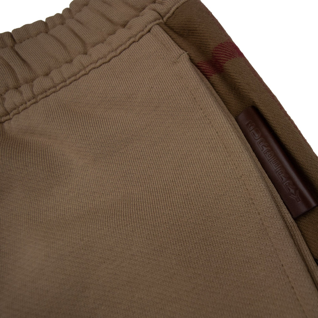 Burberry Check Panel Cotton Jogging Pants Beige