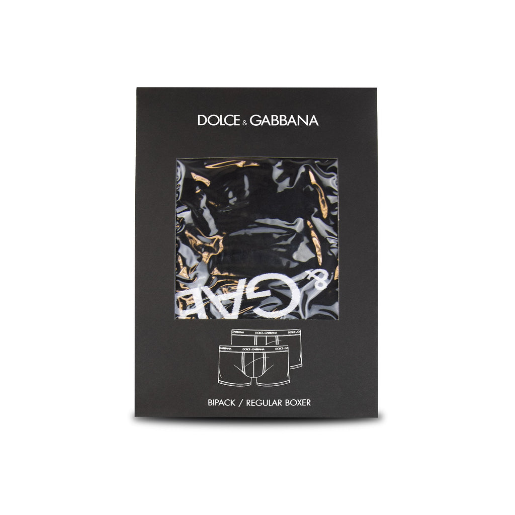 Dolce & Gabbana Logo Two Pack Cotton Jersey Boxers Black N0000