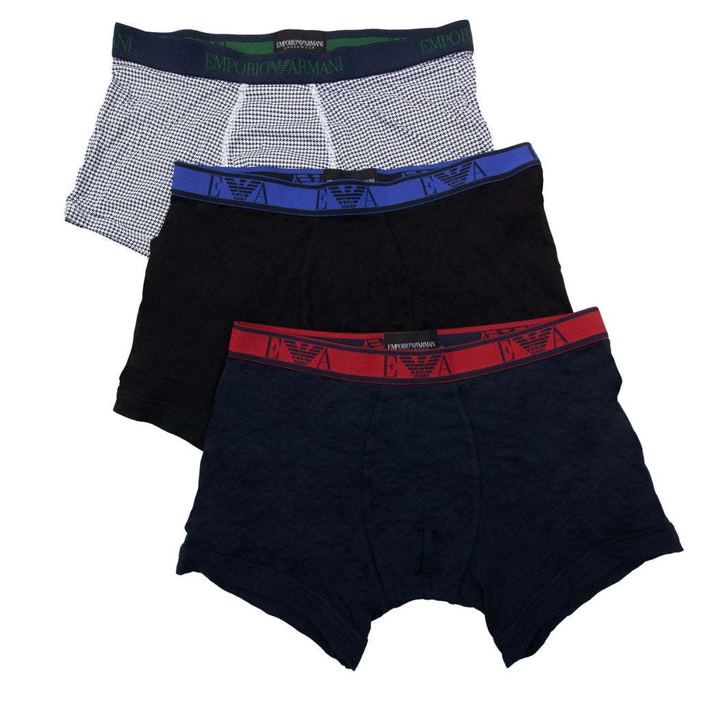 Emporio Armani 3 Pack Stretch Cotton Shorts Blk/navy/white Marl
