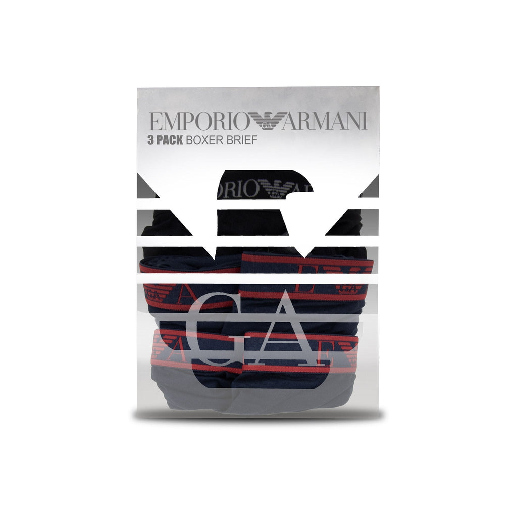 Emporio Armani 3 Pack Stretch Cotton Shorts Marine/black