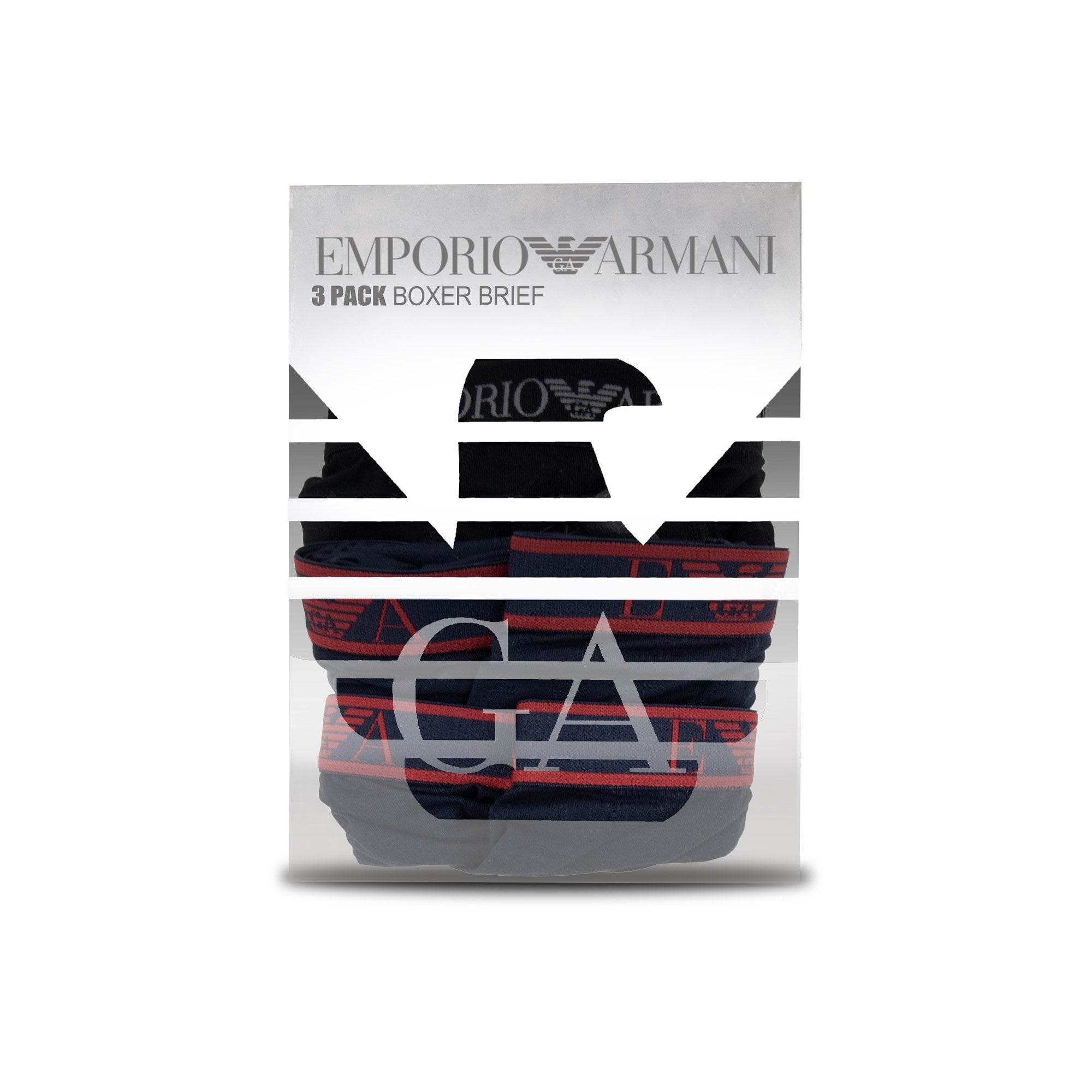 Emporio Armani 3 Pack Stretch Cotton Shorts Marine/black