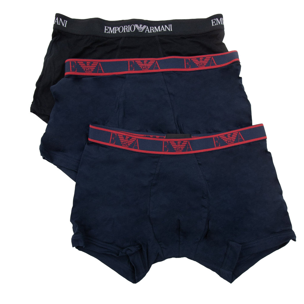 Emporio Armani 3 Pack Stretch Cotton Shorts Marine/black