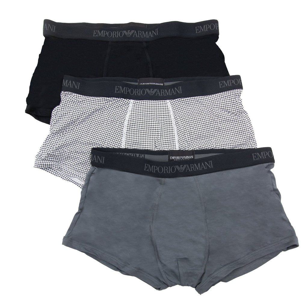 Emporio Armani 3 Pack Cotton Trunk Black/pr Black