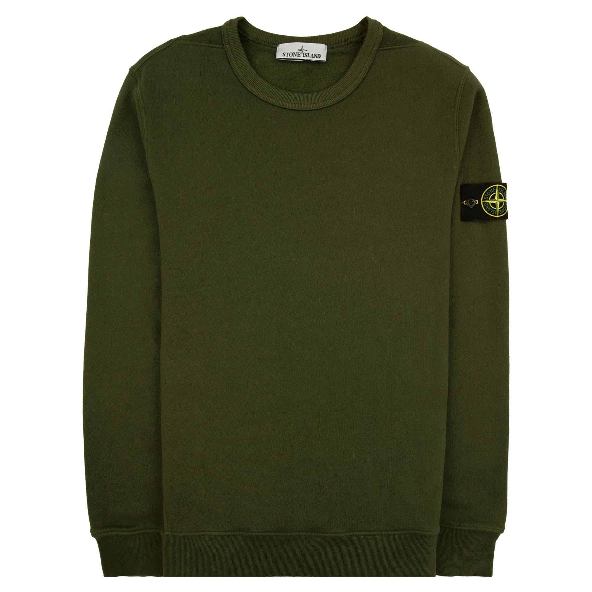 Stone Island 62420 Brushed Cotton Fleece Crewneck Sweatshirt Khaki V0059