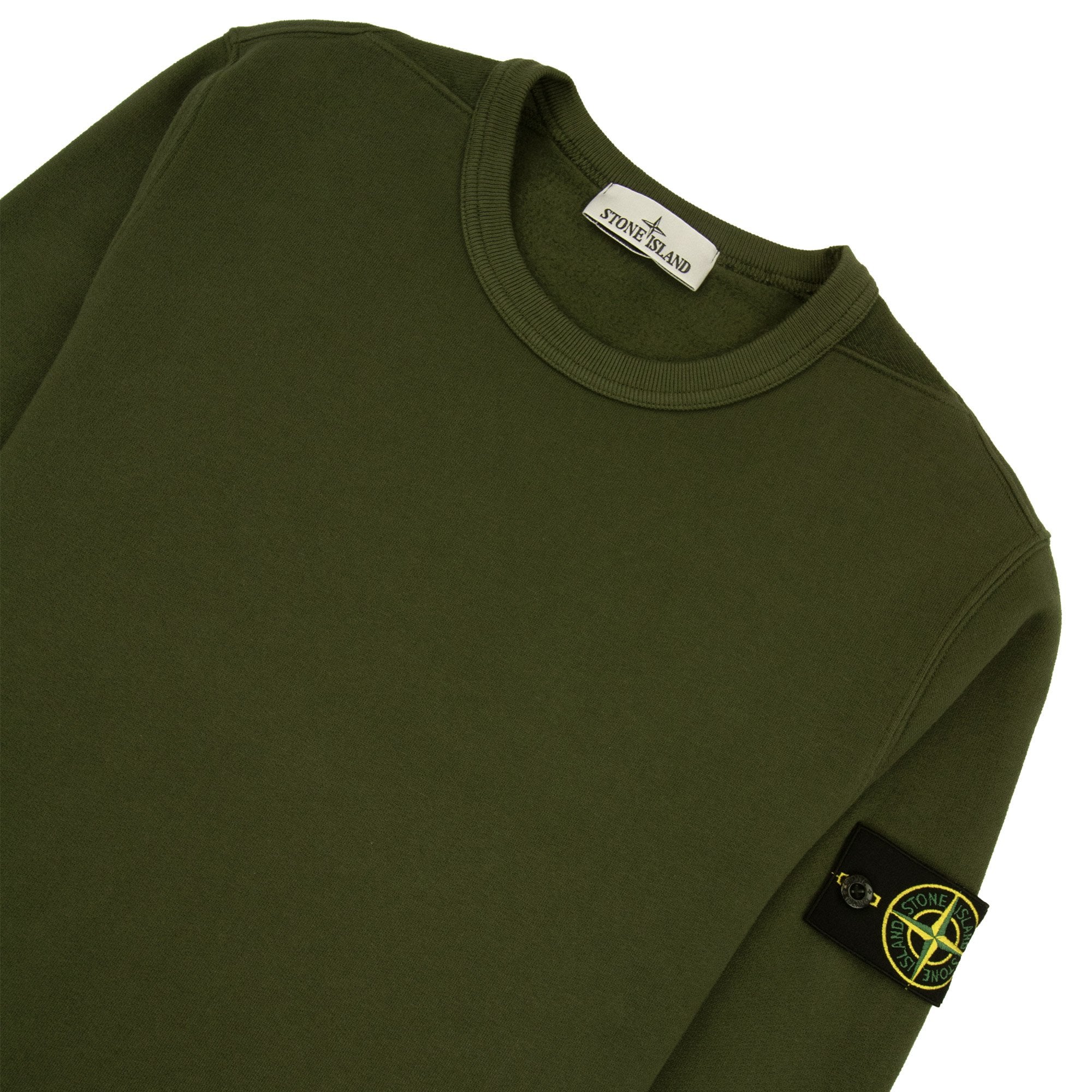 Stone Island 62420 Brushed Cotton Fleece Crewneck Sweatshirt Khaki V0059