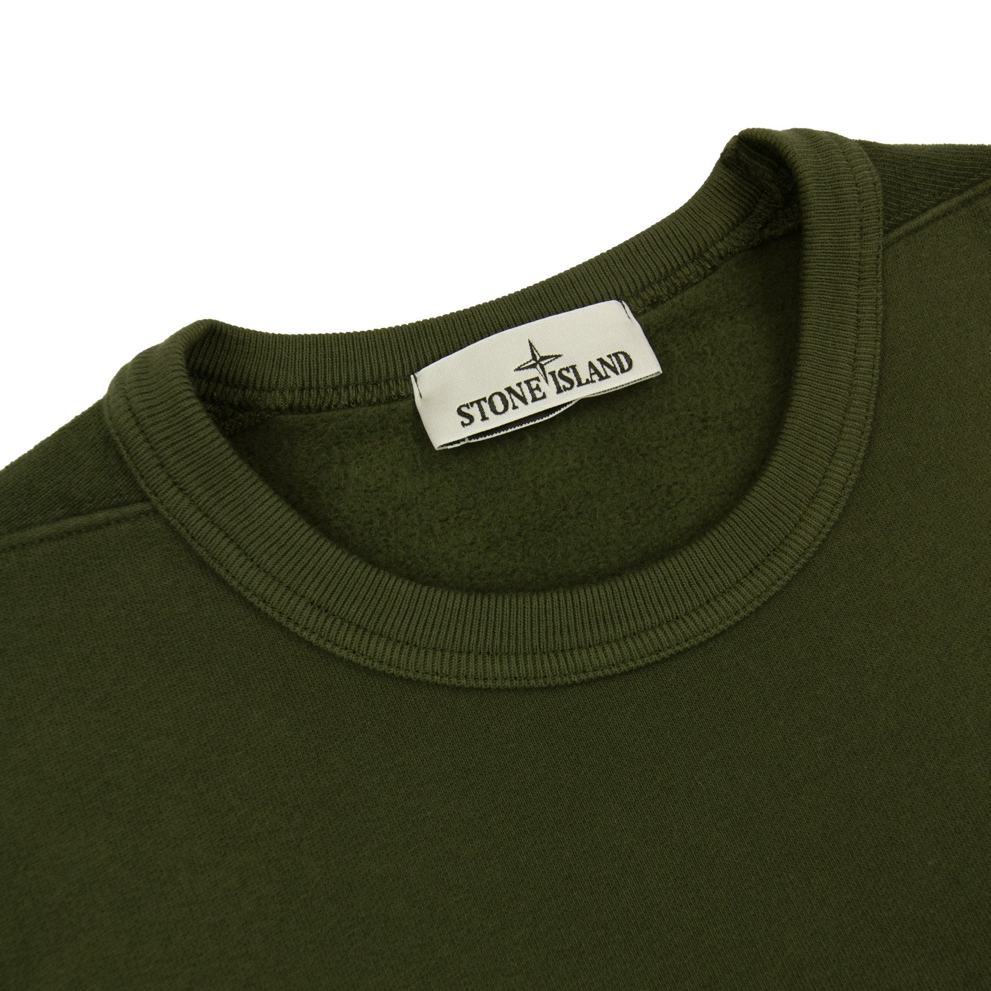 Stone Island 62420 Brushed Cotton Fleece Crewneck Sweatshirt Khaki V0059
