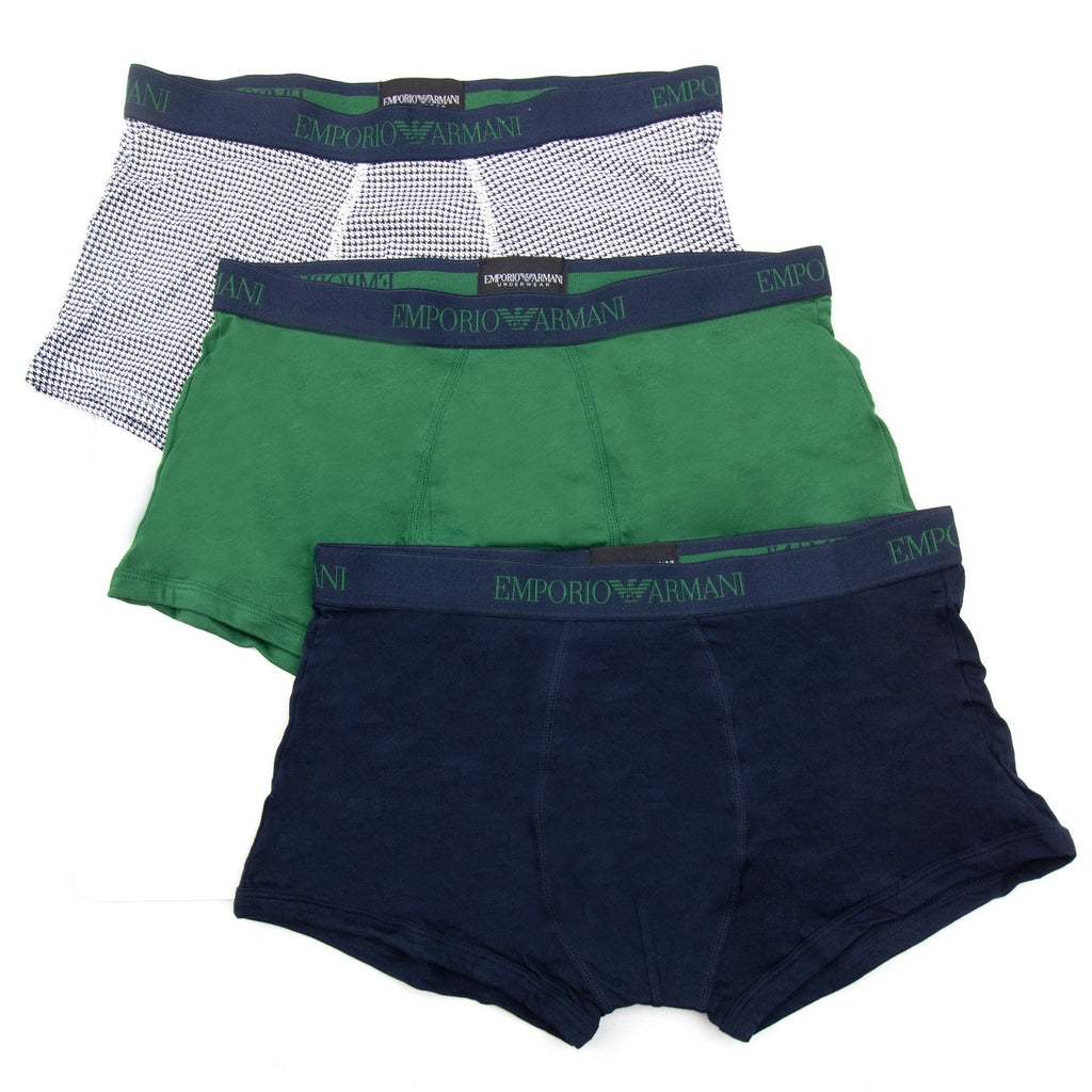 Emporio Armani 3 Pack Cotton Trunk Marine