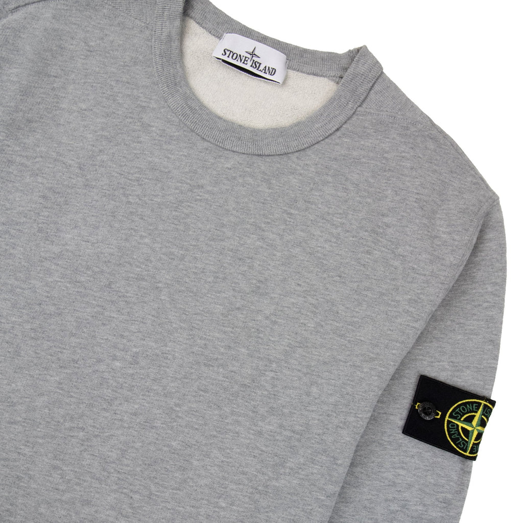 Stone Island 62420 Brushed Cotton Fleece Crewneck Sweatshirt Grey V0m64