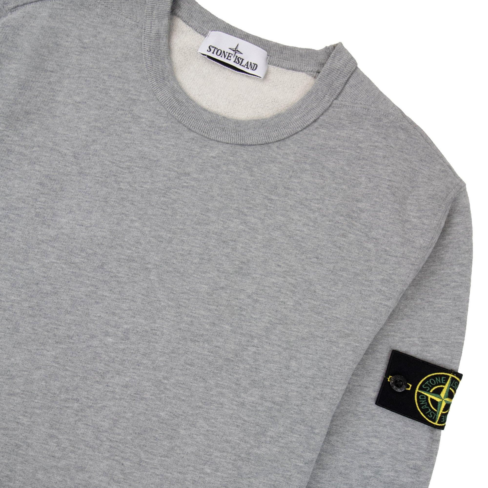Stone Island 62420 Brushed Cotton Fleece Crewneck Sweatshirt Grey V0m64