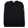 Stone Island 62420 Brushed Cotton Fleece Crewneck Sweatshirt Black V0029