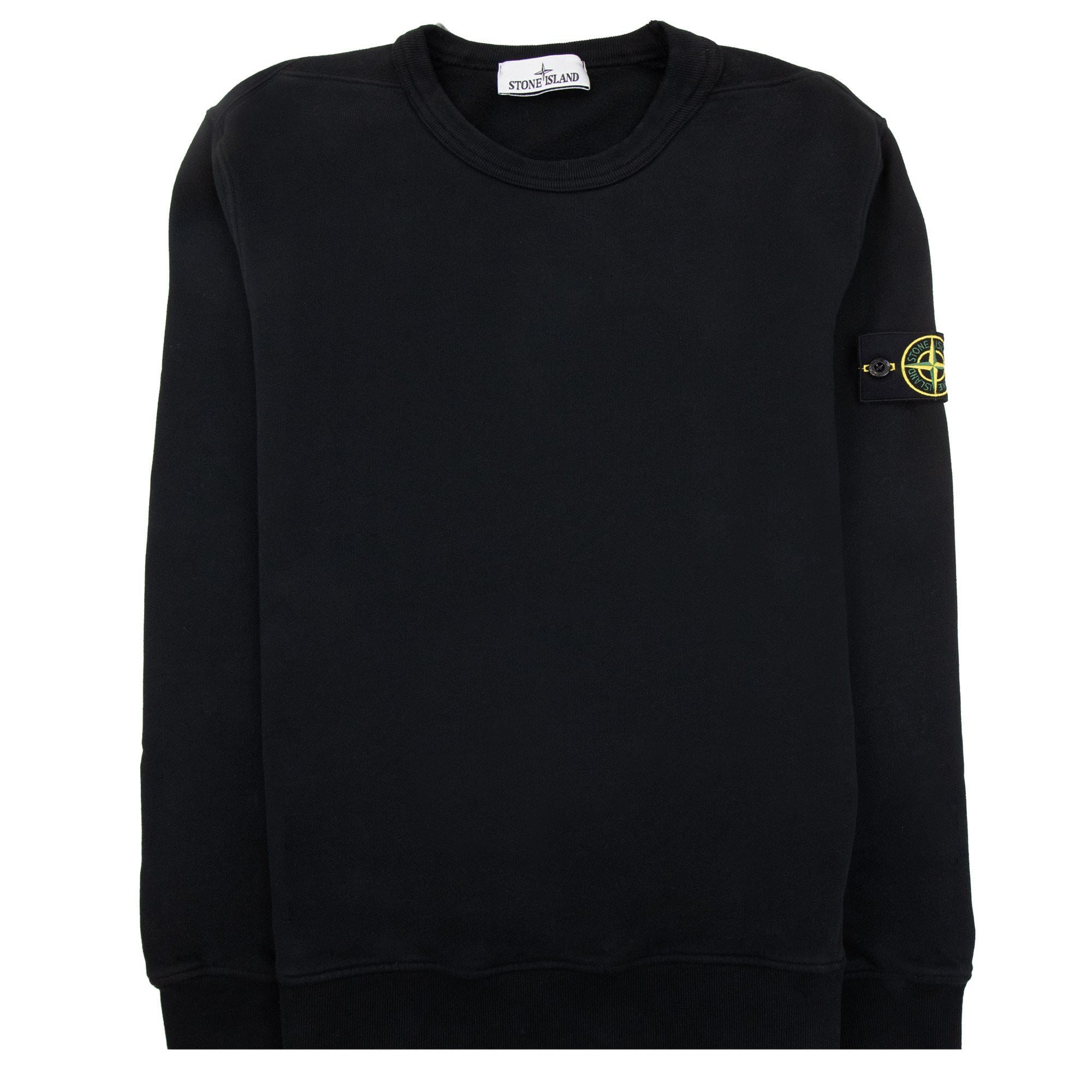 Stone Island 62420 Brushed Cotton Fleece Crewneck Sweatshirt Black V0029